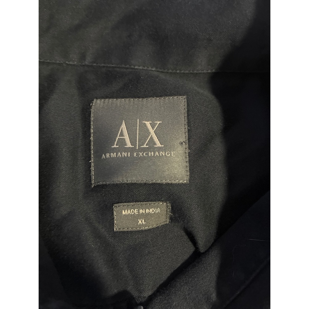 Armani Exchange Mens Black Pleated Bib Long Sleeve Button Down Shirt XL - Picture 3 of 9